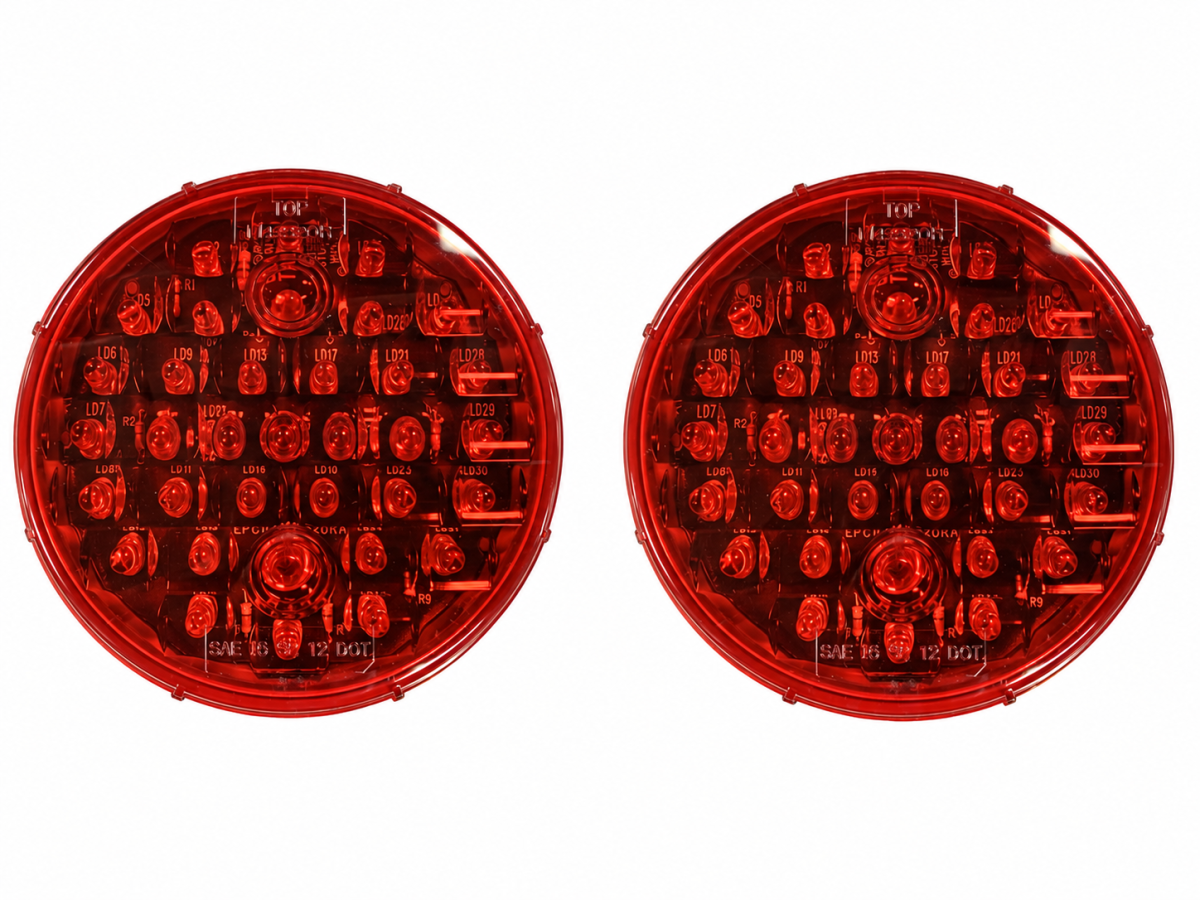 2X Maxxima Red 4" Round Stop Turn Tail Park Light 32 LED STT M42320R KITS
