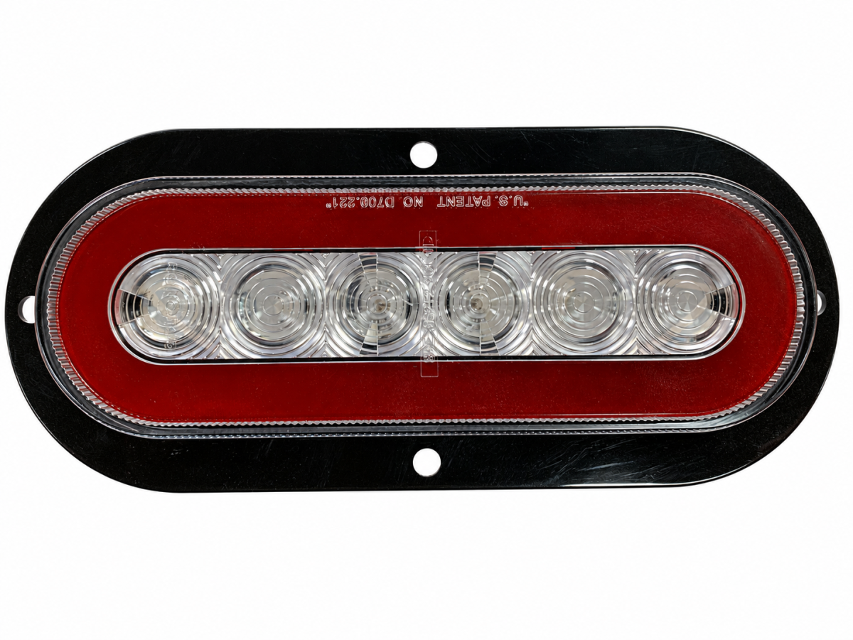 LED TAIL GLOLIGHT FLANGE MOUNT OVAL CLEAR RED