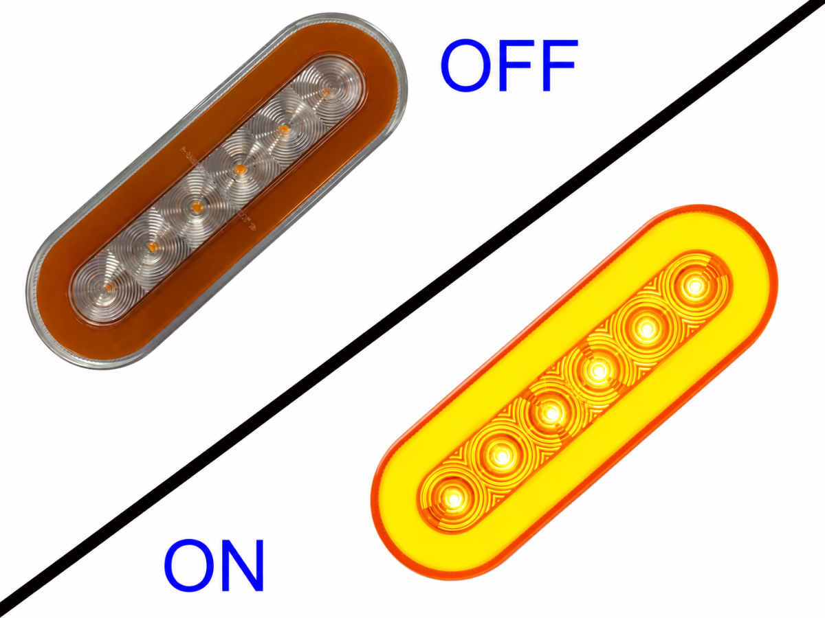 6" OVAL GLOLIGHT AMBER W/CLEAR LENS S/T/T 22 LED