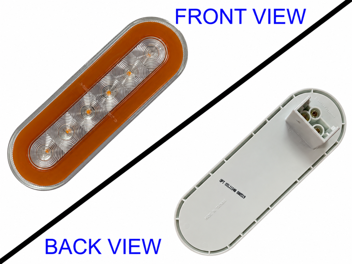 6" OVAL GLOLIGHT AMBER W/CLEAR LENS S/T/T 22 LED