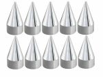 Set of 10 Chrome Lug Nut Cover Spike Style Push On 33mm 4-134" Tall