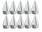 Set of 10 Chrome Lug Nut Cover Spike Style Threaded 33mm 4-3/16 Tall P/N 10264