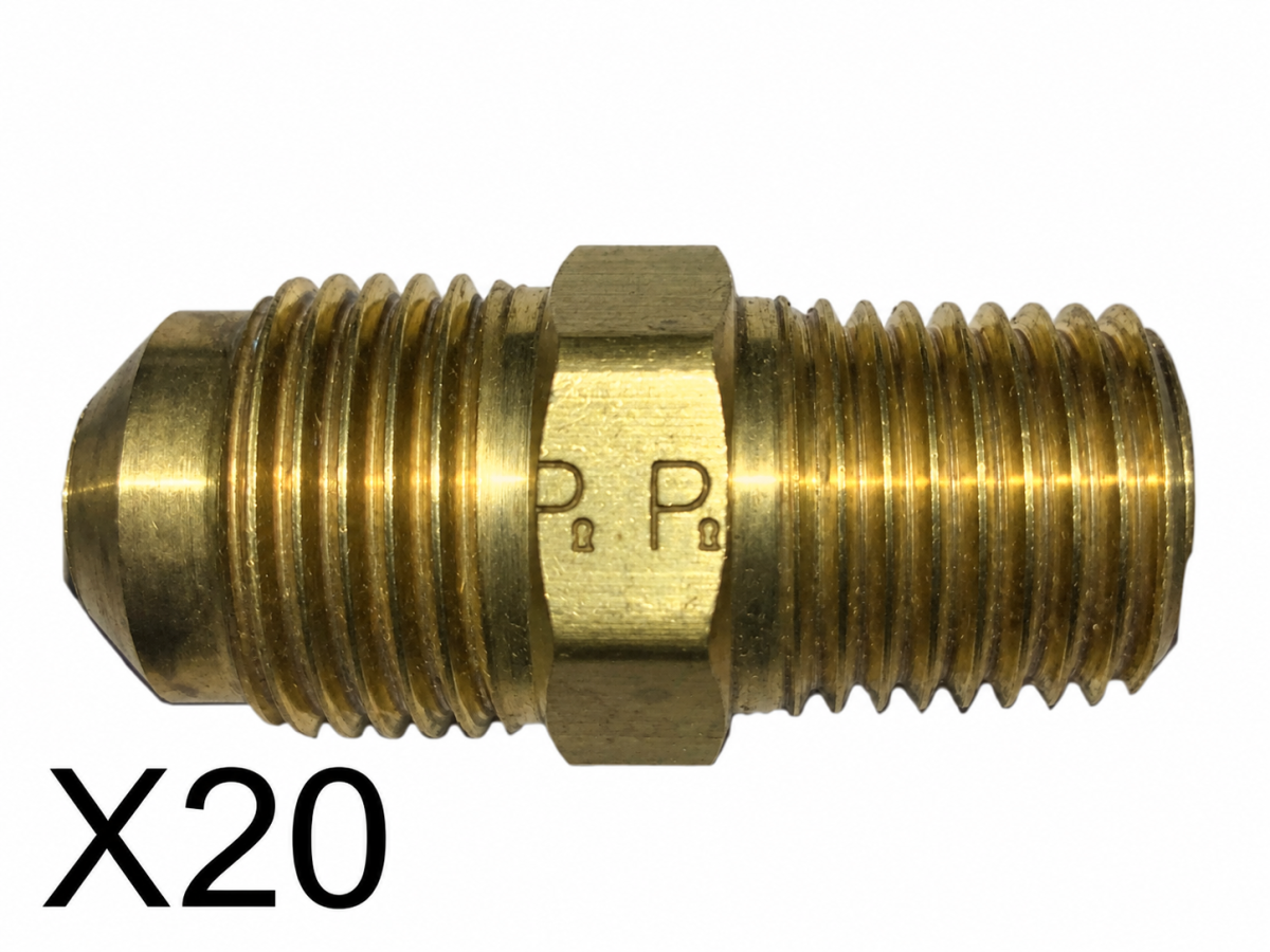 Lot of 20 45? Flare Male Connector Brass Fittings 3/8" OD Tube x 1/4" Male NPT