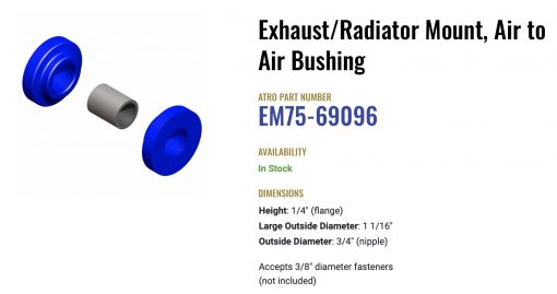 Peterbilt Polyurethane Exhaust/Radiator Mount, Air to Air Bushing Set Made USA - Image 2