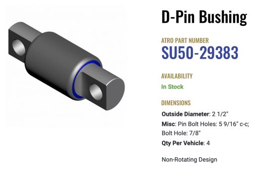 Atro Polyurethane Hendrickson D-Pin Bushing SU50-29383 - Image 2