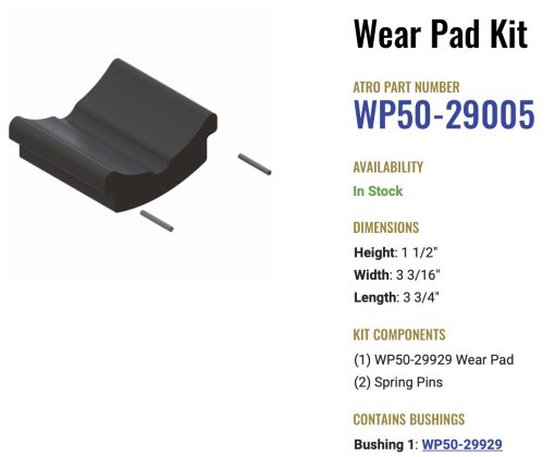 Atro Polyurethane Hendrickson Wear Pad Kit WP50-29005 - Image 2