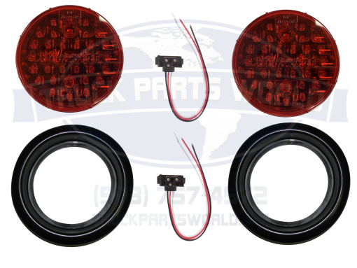 2X Maxxima Red 4" Round Stop Turn Tail Park Light 32 LED STT M42320R KITS
