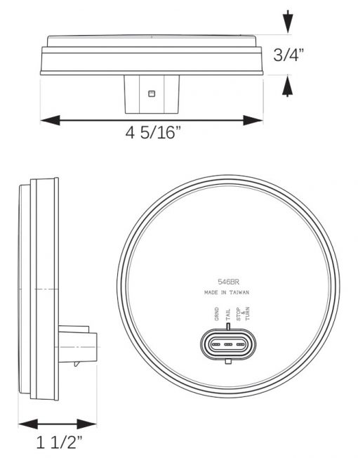 Red stop/turn/tail light, weathertight connection, 12V - Image 3