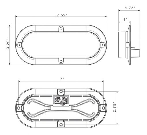 LED S/T/T 6"OVAL LIGHTGUID RED/CLEAR W/FLANGE PL3 - Image 2