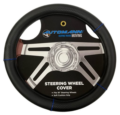 Semi Truck Steering Wheel Cover Large Size 18 Inch Big Rig Trucks Blue/Carbon - Image 3