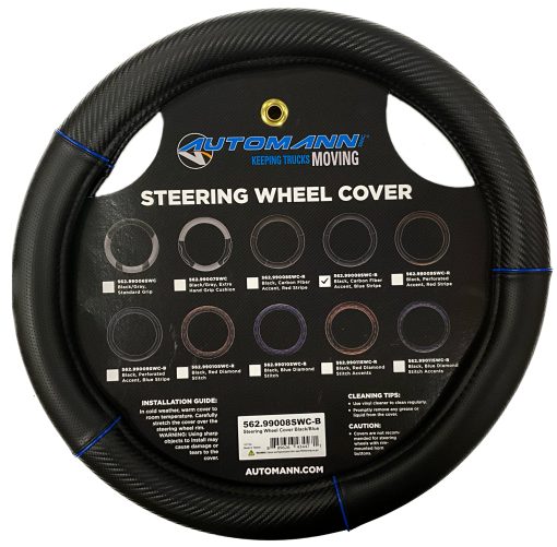 Semi Truck Steering Wheel Cover Large Size 18 Inch Big Rig Trucks Blue/Carbon - Image 2