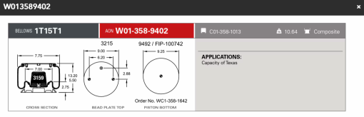 Firestone Airspring 9402 Capacity of Texas