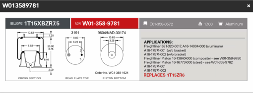 Firestone Airspring 9781 for Freightliner #1619466000